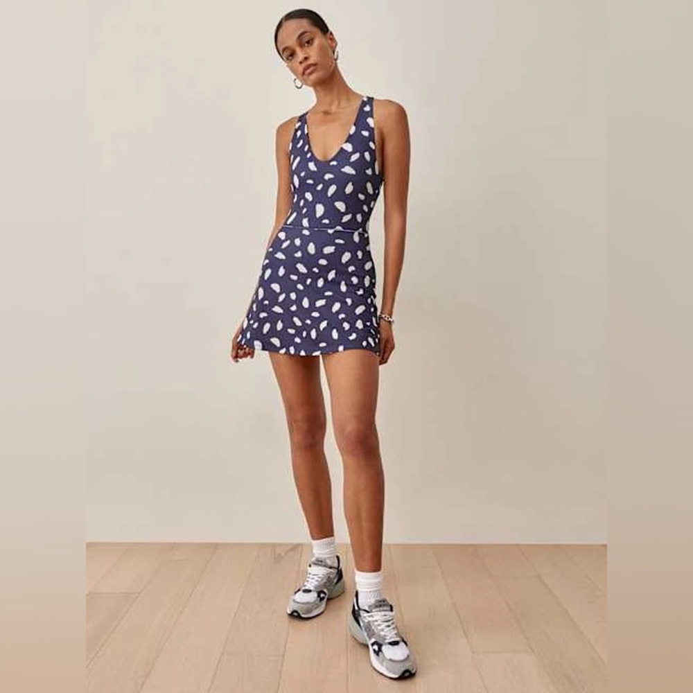 Reformation Blue and White Mini Dress